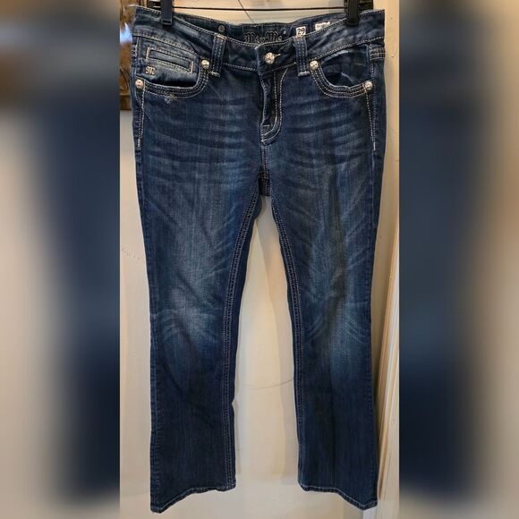 Miss Me Blue Boot Cut Jeans with Embellished Pockets 29x32 - Picture 3 of 5